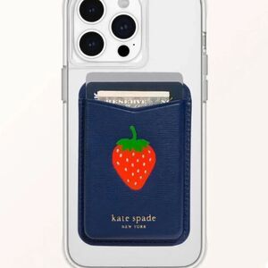 kate spade x Target Navy Strawberry Dotted Magnetic Cell Wallet MagSafe